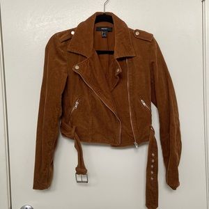 Forever 21 moto jacket brown corduroy jacket sz S